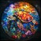 Vibrant Stained Glass Turtle. Colorful Stained Glass Sea Turtle