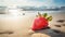 Vibrant Strawberry On Sandy Beach - Youthful Energy Backlit Photography