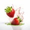 Vibrant Strawberry Splash Art: Dynamic Movement And Energy