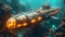 Vibrant submarine in an oceanic environment. Concept of underwater exploration, marine vehicle, ocean adventure, and