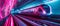 Vibrant Subway Train Speeding Through Tunnels, Radiating Neon Pink And Blue Light