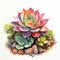 Vibrant succulent plant isolated on a white background, AI-generated.