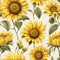 Vibrant Sunflower Oil Paint Pattern on White Background AI Generated