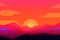 vibrant sunset with gradients of orange and pink