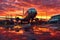 vibrant sunset over a desolate airplane graveyard