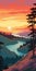 Vibrant Sunset Painting Of Redwood National And State Parks