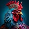 Vibrant Surreal Close-up Portrait Of Decorated Rooster
