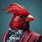 Vibrant And Surreal Fashion: Close-up Portrait Of An Eccentric Cardinal