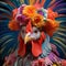 Vibrant And Surreal Fashion A Multicolored Rooster In A Costume