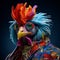 Vibrant And Surreal Fashion Photography: Hyper-detailed Rooster Portrait