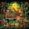 Vibrant and Surreal Jungle Scene with Animals Playing Jazz Instruments