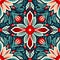 A vibrant symphony of vintage bold Christmas floral motifs seamless pattern, fabric canvas, red blue wrapping
