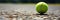 Vibrant tennis ball close up on court with detailed texture and empty space for text placement