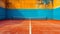 A vibrant tennis court, the stage for fierce volleys and rallies