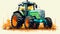 Vibrant Tractor Illustration In Hyper-detailed Style
