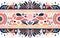 Vibrant Tribal Vector Print: Orange, Navy, Light yellow, and Dark pink.