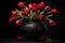 Vibrant Tulip flower vase decor. Generate Ai