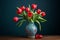 Vibrant Tulip flower vase. Generate Ai