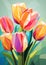 Vibrant Tulip Table: A Stunning Vector Illustration with Luminou