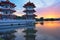 A Vibrant Twin Pagoda at Lakeside Chinese Garden Singapore