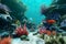 A vibrant underwater ecosystem with colorful corals and diverse marine life. AI Generated