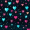 Vibrant Valentines Day Seamless Pattern with Colorful Heart Shapes for Romantic Design Projects