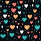 Vibrant Valentines Day Seamless Pattern with Colorful Heart Shapes for Romantic Design Projects