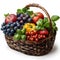 Vibrant veggies arranged in basket.