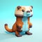 Vibrant Voxel Art Playful Lil Otter In Mosaic-like Composition