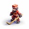 Vibrant Voxel Art: Red And White Hockey Character In Shiny Glossy Uniform