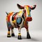 Vibrant Vray Sculpture: Conceptual Art Cow 3d Inspired By Picasso