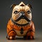 Vibrant Vray Tracing Dog Figurine Inspired By Japanese Folk Art