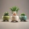 Vibrant Vray Tracing: Retro-inspired Character Design With Little White Dogs And Green Plants