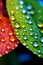 Vibrant Water Droplets on Colorful Leaves