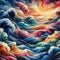 Vibrant water waves in a tie dye effect, photorealistic v