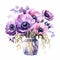 Vibrant Watercolor Anemone Bouquet Illustration In Clear Colors