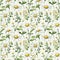 Vibrant Watercolor Chamomile Flowers Seamless Pattern