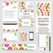 Vibrant watercolor confetti cards collection. Includes seamless pattern.