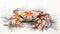 Vibrant Watercolor Crab Legs Scuttling and Pinching on White Background AI Generated