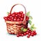 Vibrant Watercolor Cranberries In A Picnic Basket Clipart