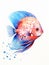 Vibrant Watercolor Discus Fish on White Background AI Generated