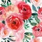 Vibrant Watercolor Floral Pattern with Gold Accents