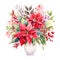 Vibrant Watercolor Holiday Flower Arrangement with Poinsettias, Holly, and Berries on White Background AI Generated