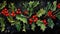 Vibrant Watercolor Holly Branch with Red Berries AI Generated