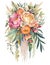 Vibrant Watercolor Illustration of an Elegant Boho Wedding Bouquet.