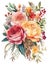 Vibrant Watercolor Illustration of an Elegant Boho Wedding Bouquet.