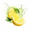 Vibrant Watercolor Lemon Illustration With Splashes And Leaves