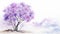 Vibrant Watercolor Lilac Tree Illustration With Chinese Art Influence