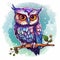 Vibrant Watercolor Owl Sticker With Multidimensional Shading