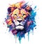 Vibrant watercolor painting abstract art of vivid Lion, isolated on white background - vector